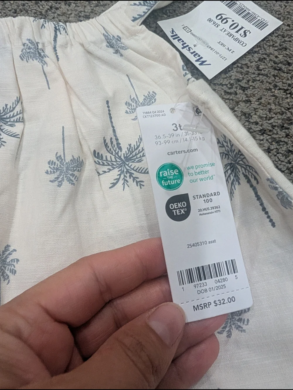 Carter's Cream Palm Tree Print Tank Top